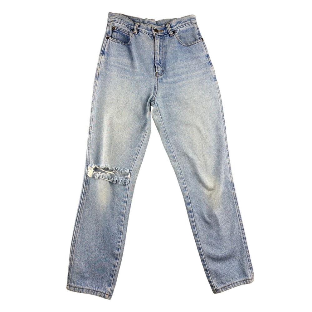 Vintage Jordache Jeans Women 9/10 Blue Wash Straight Leg Distressed Cotton 90s